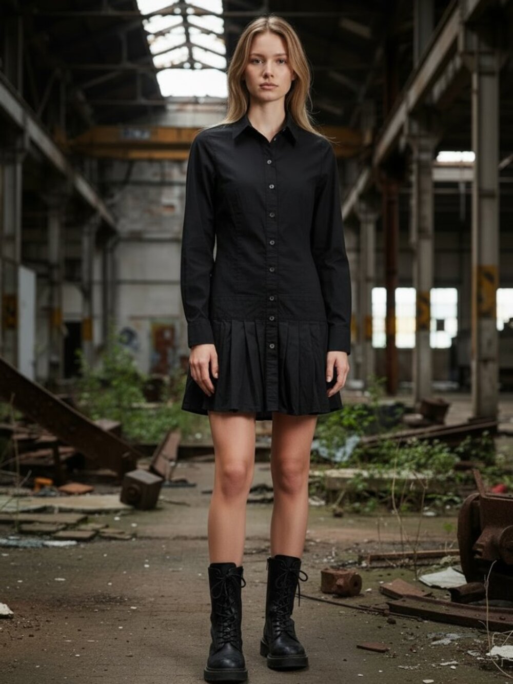 Wheels & Dollbaby Skull Shirt Dress Black Punk Rock Mini Rare Designer XS